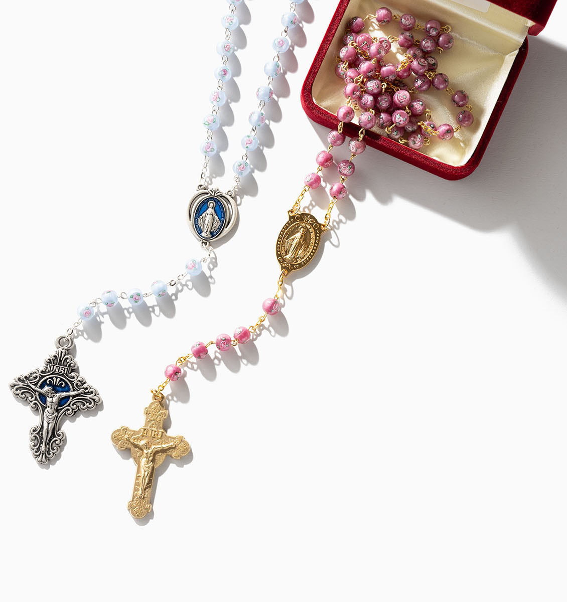 Czech beads, French-made centers, velvet Shomali box