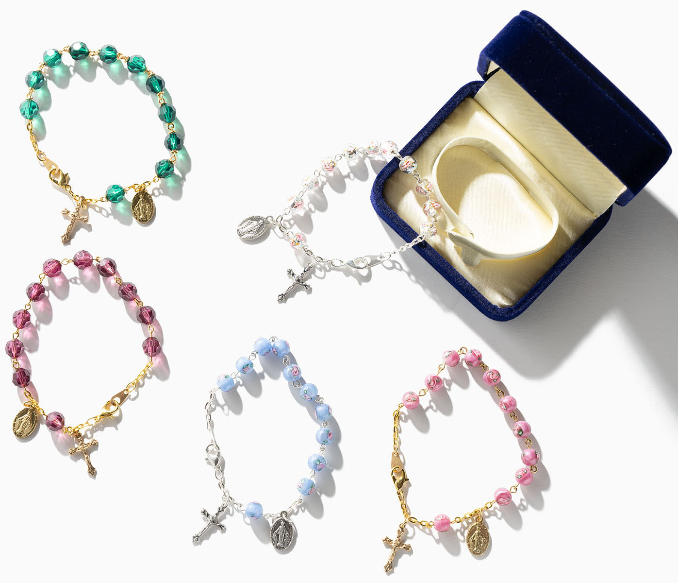 Jewelry-quality bracelets with secure chain & crystal beads