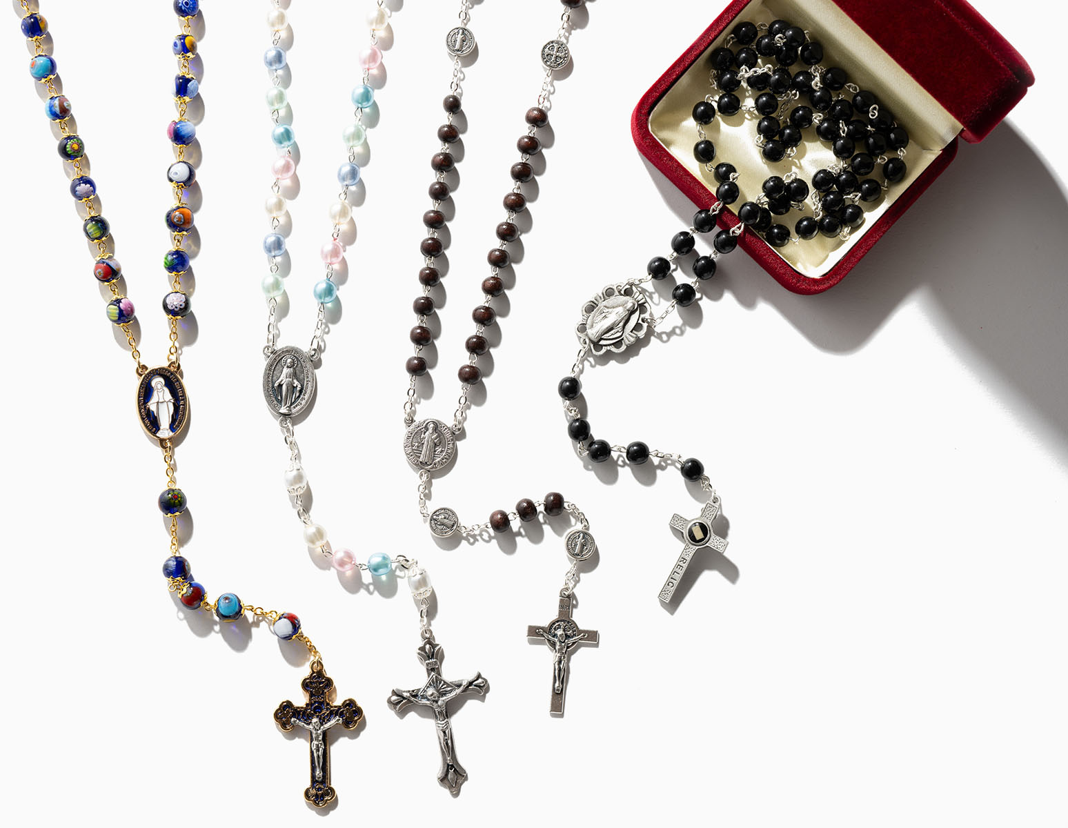 Premium Rosaries with Color, Pearl, and Relic Appeal