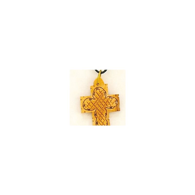 Decorated Cross Pendant Olivewood 3.5cm