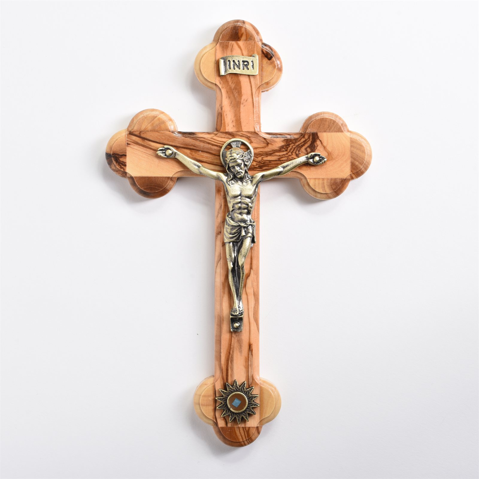 Pewter plated Bronze Corpus Relic Crucifix Made of Olivewood7 3 / 4 ...