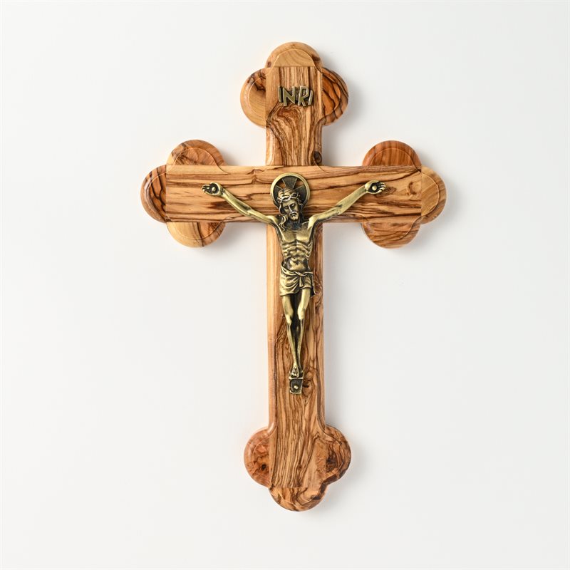 Pewter plated Bronze Corpus Oriental Crucifix Made of Olivewood8"Corpus en Bronze plaqué étain Crucifix Oriental en bois d'olivier