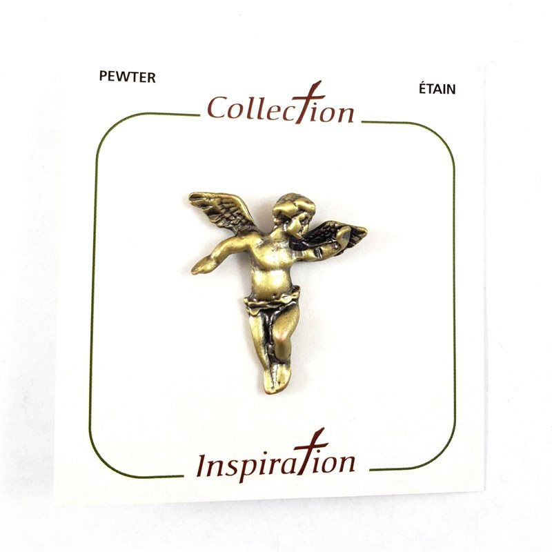 Antique Brass Angel Pin Made in CanadavâPingle d'ange en laiton antique fabriquée au Canada