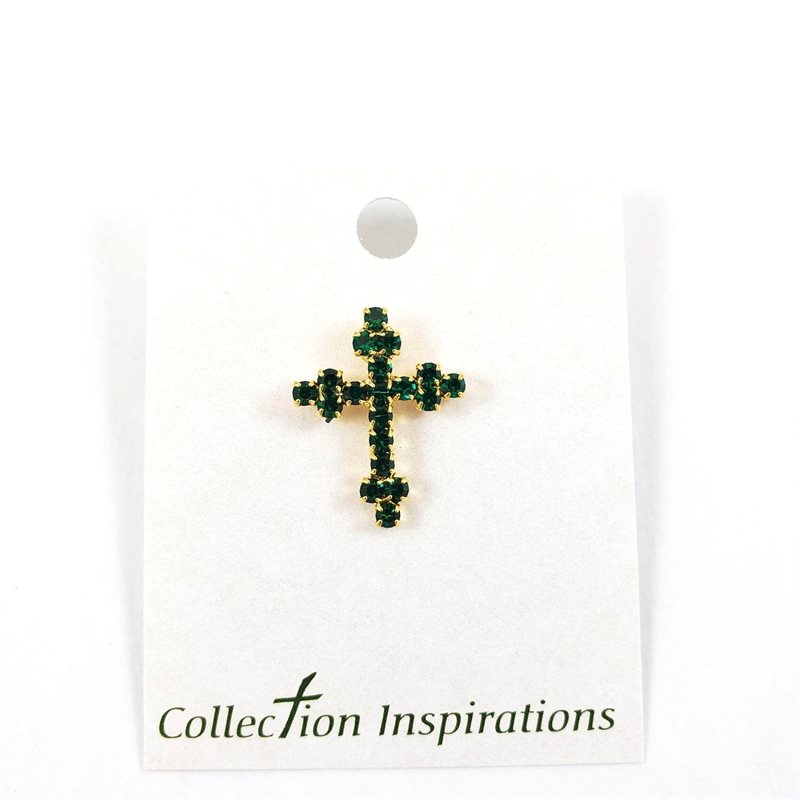 Emerald Cross Pin