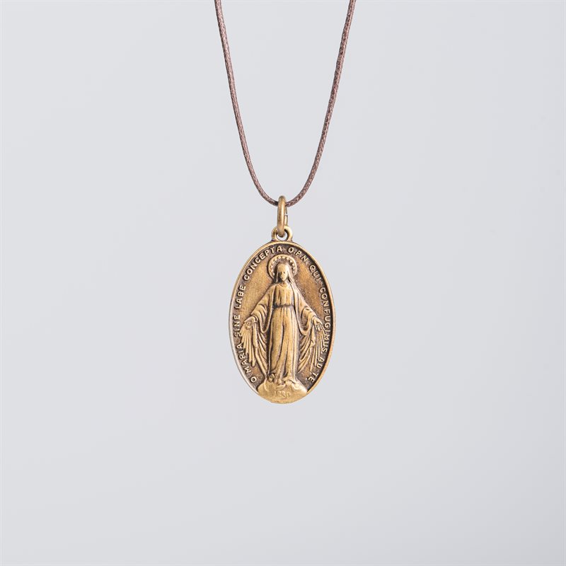 Miraculous Medal Bronze latin oval 33mm