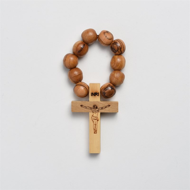 Elastic Finger Rosary Made of Olivewood 12mm Elastic Finger Rosary Made of Olivewood 12mm