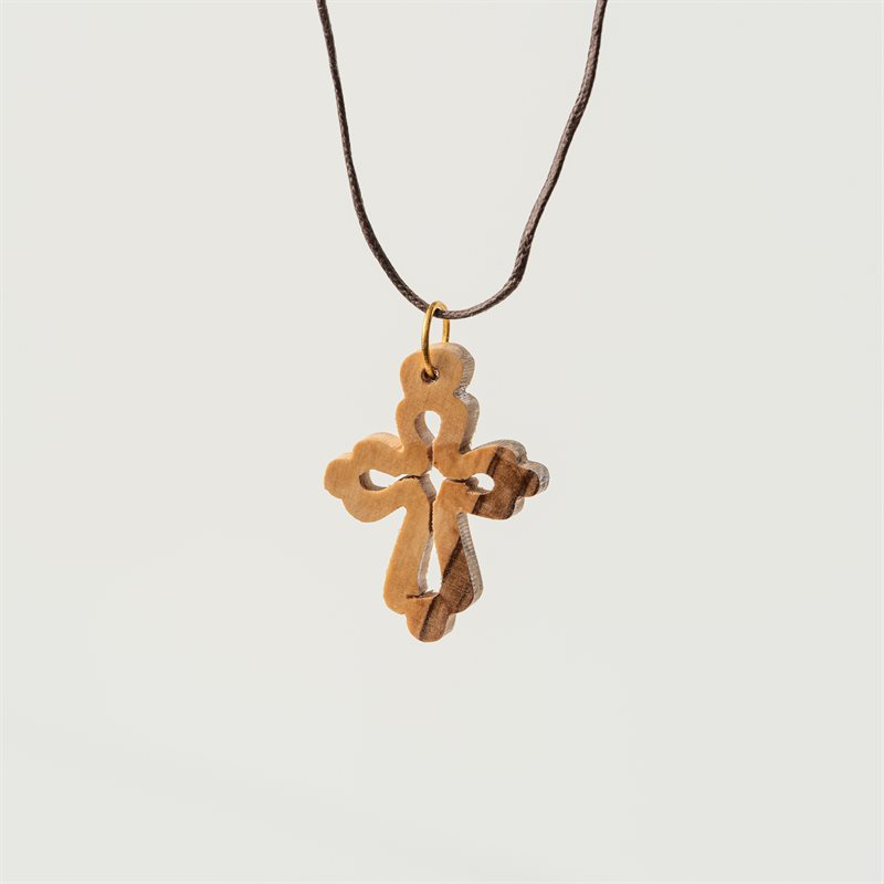 Oriental Cross Pendant Made of Olivewood