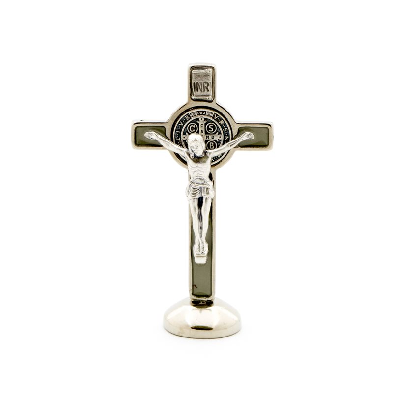 St Benedict Fluorescent Crucifix on Magnetic Base Enamelel 3"