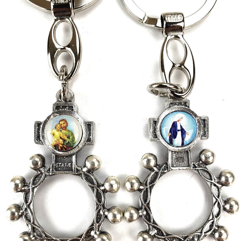 Rosary Keychain St Joseph & Mary