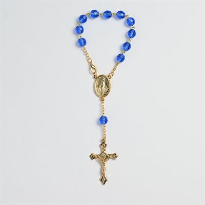 Car Rosary One Decade Sapphire Gold