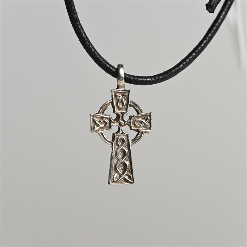 Celtic Cross Pewter Pendant on Cord