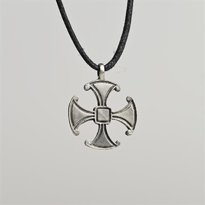 Anglican Cross Pewter Pendant on Cord 1"