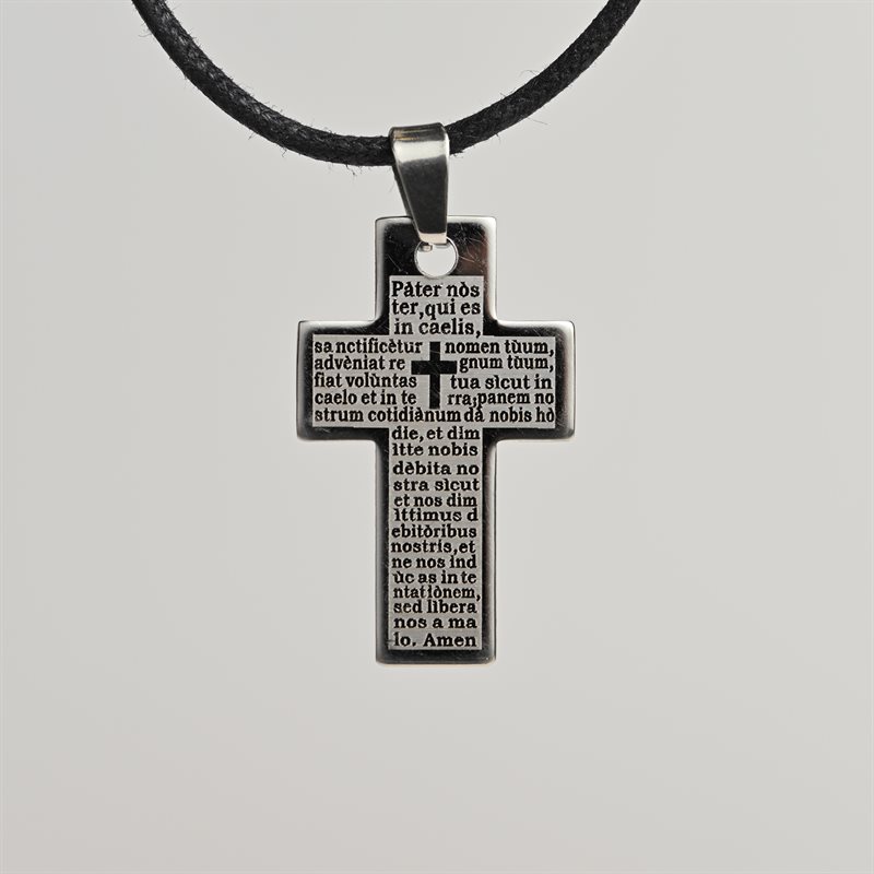 Cross Pewter Pendant on Cord1 1 / 2"