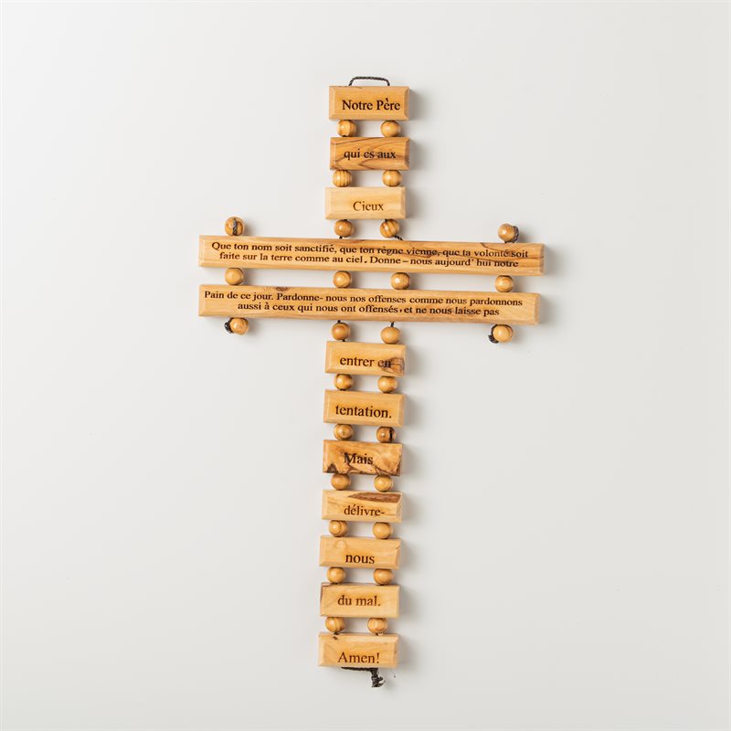 Lord's Prayer Cross Made of Olivewood 9"