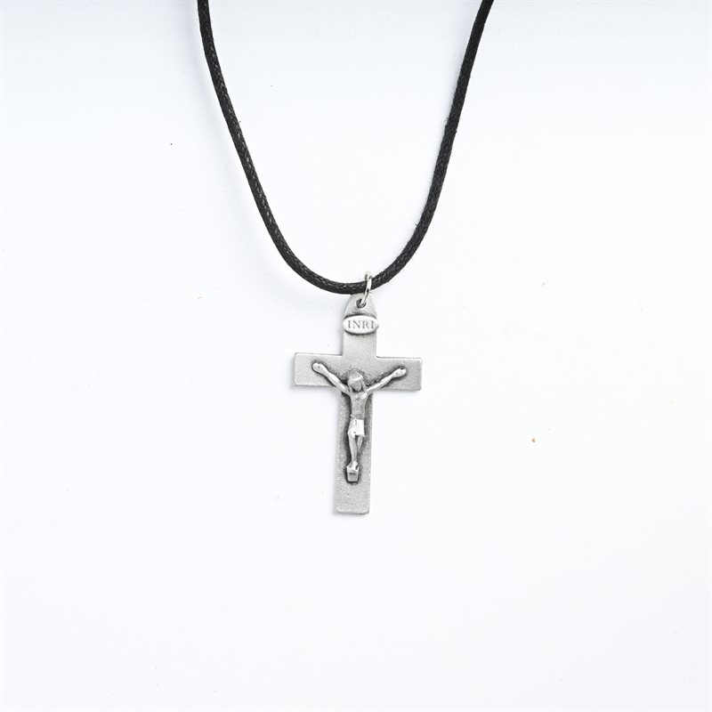 Crucifix Pewter Pendant on Cord