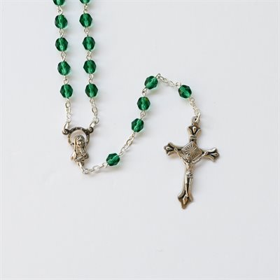 Aurora Borealis Emerald Rosary 7mm