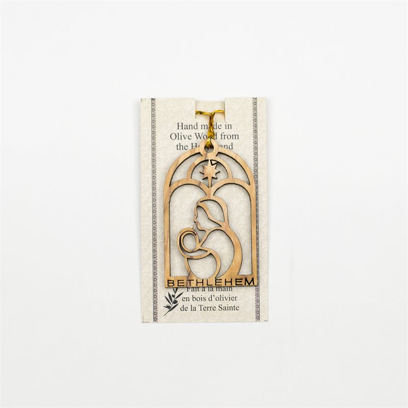 Christmas Ornament Mary & Baby Jesus Made of Olivewood