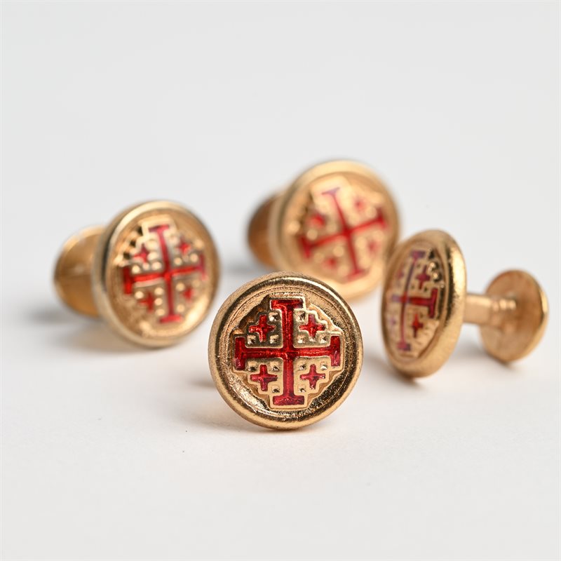 10mm studs gold red Jerusalem cross