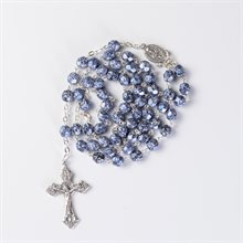 Blue and Black Fire Polished Rosary7mm