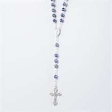 Blue and Black Fire Polished Rosary7mm