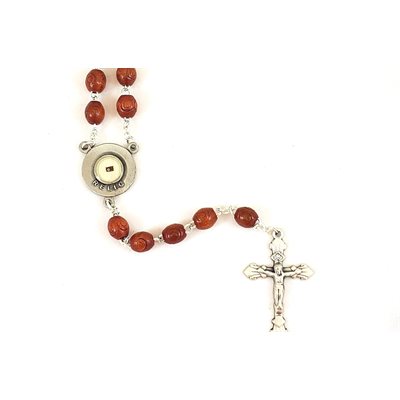 Kateri Wooden Brown Rosary with Relic