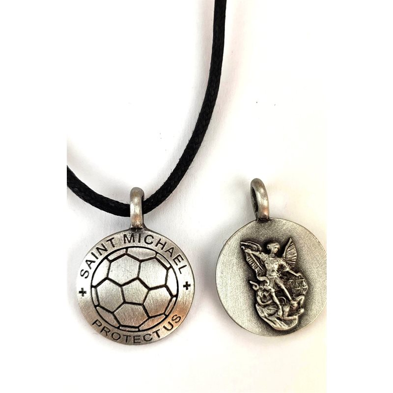 St Michael Soccer Pewter Pendant on Cord