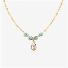Marian green lamp bead necklace on gold chain