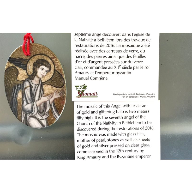 Angel & The Nativity Oval Porcelain Christmas Ornament