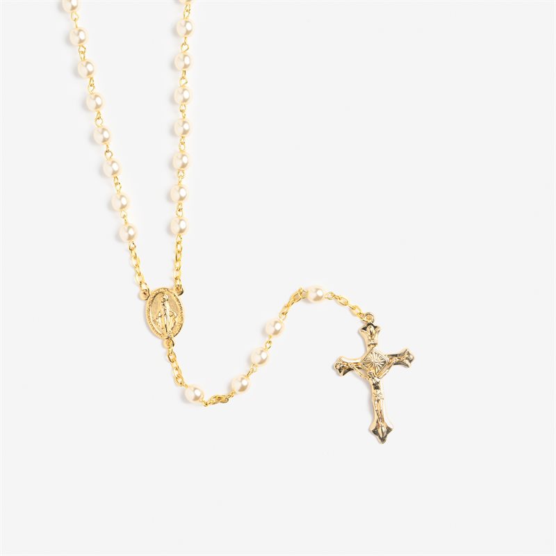 Gold & Cream Rosary 6mm