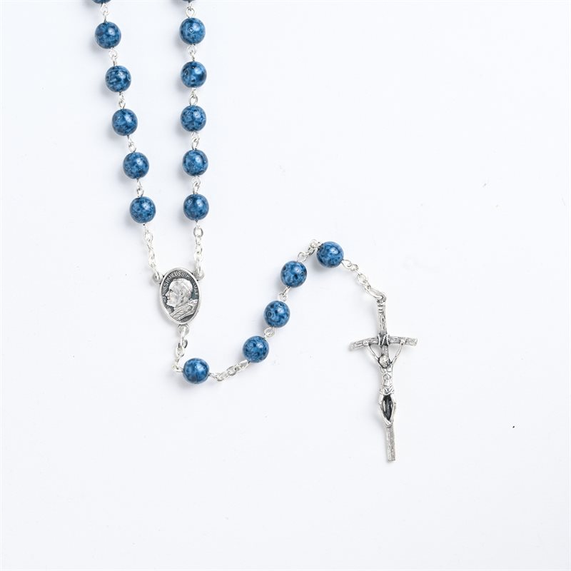 Rosary Blue Papal Cross & Card