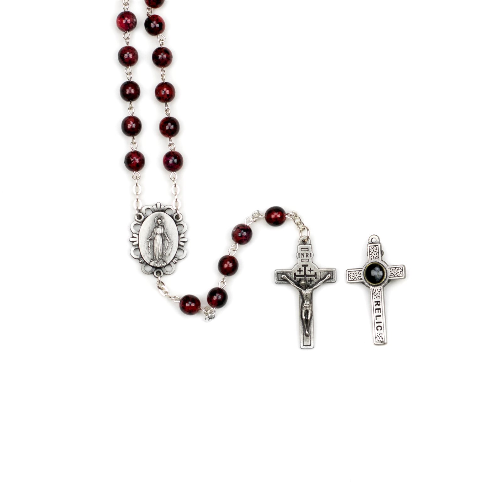 Holy Land Burgundy Rosary with Relic